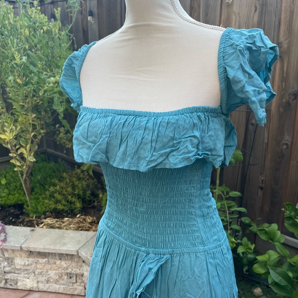 New! - Tiare Hawaii Aqua and Violet Maxi Dress, One Size - Picture 3 of 7